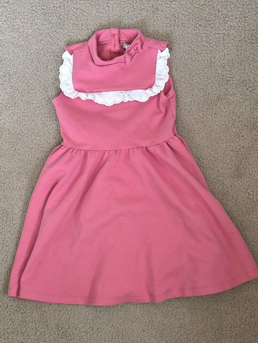 Janie and Jack Girls Pink Eyelet Ruffle Ponte Dress - Size 8